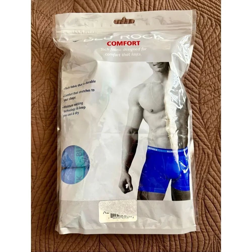 BLU ROCK - NWT 3 Pair Men's Boxer Briefs, Size XL, 95% Cotton/5% Spandex